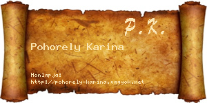 Pohorely Karina névjegykártya